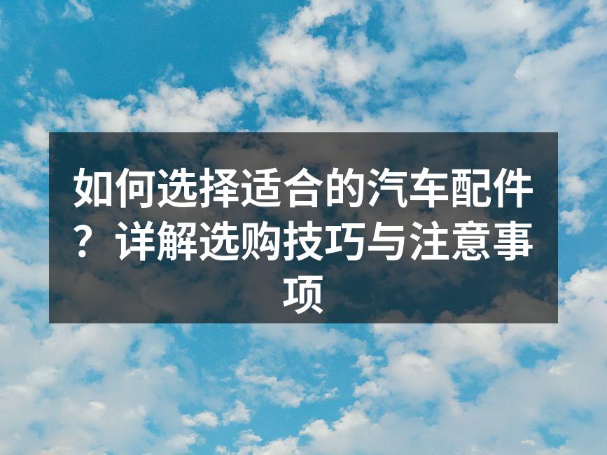 汽车配件选择指南